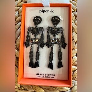 Piper Black Beaded Skeleton Earrings